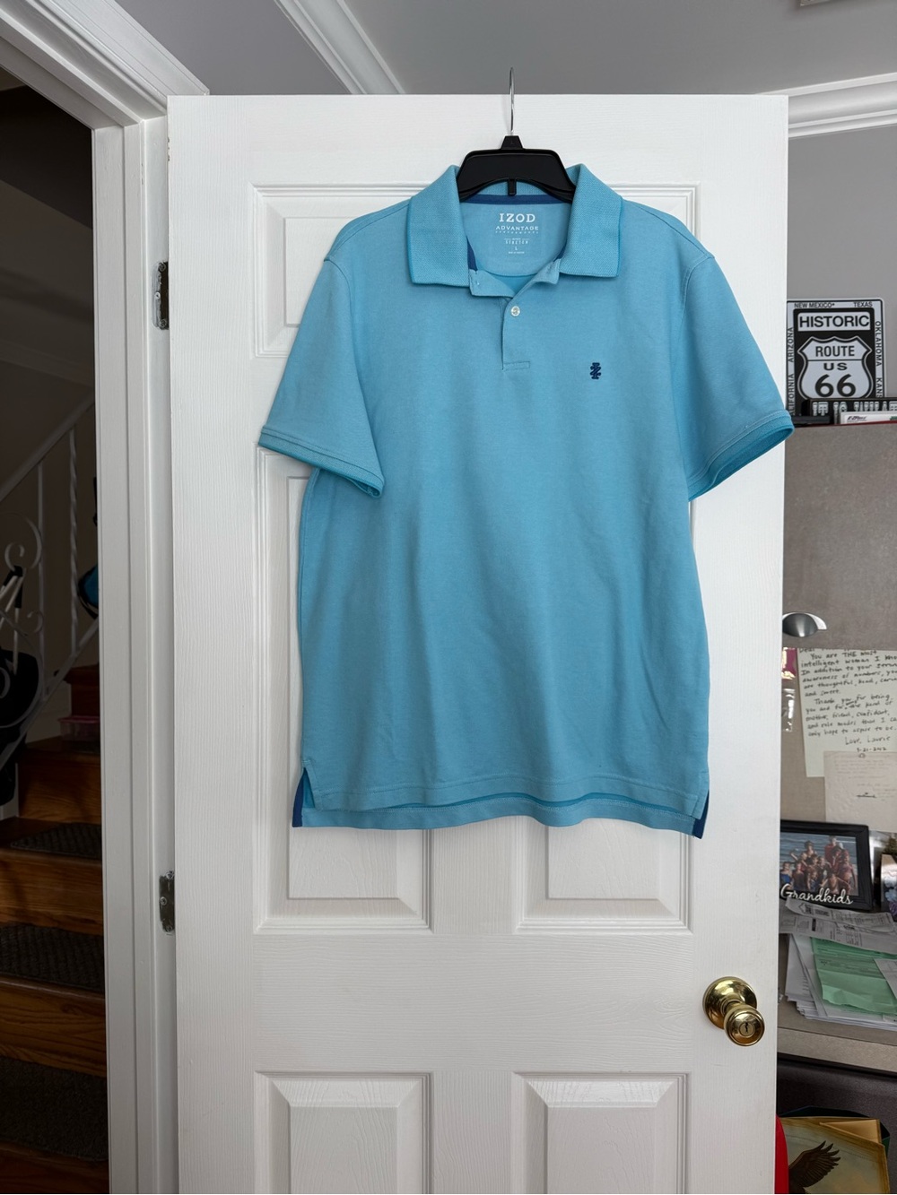 Izod Men’s Sky Blue Polo with Navy Logo